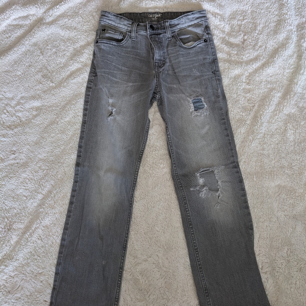 Boy's Distressed Gray Jeans